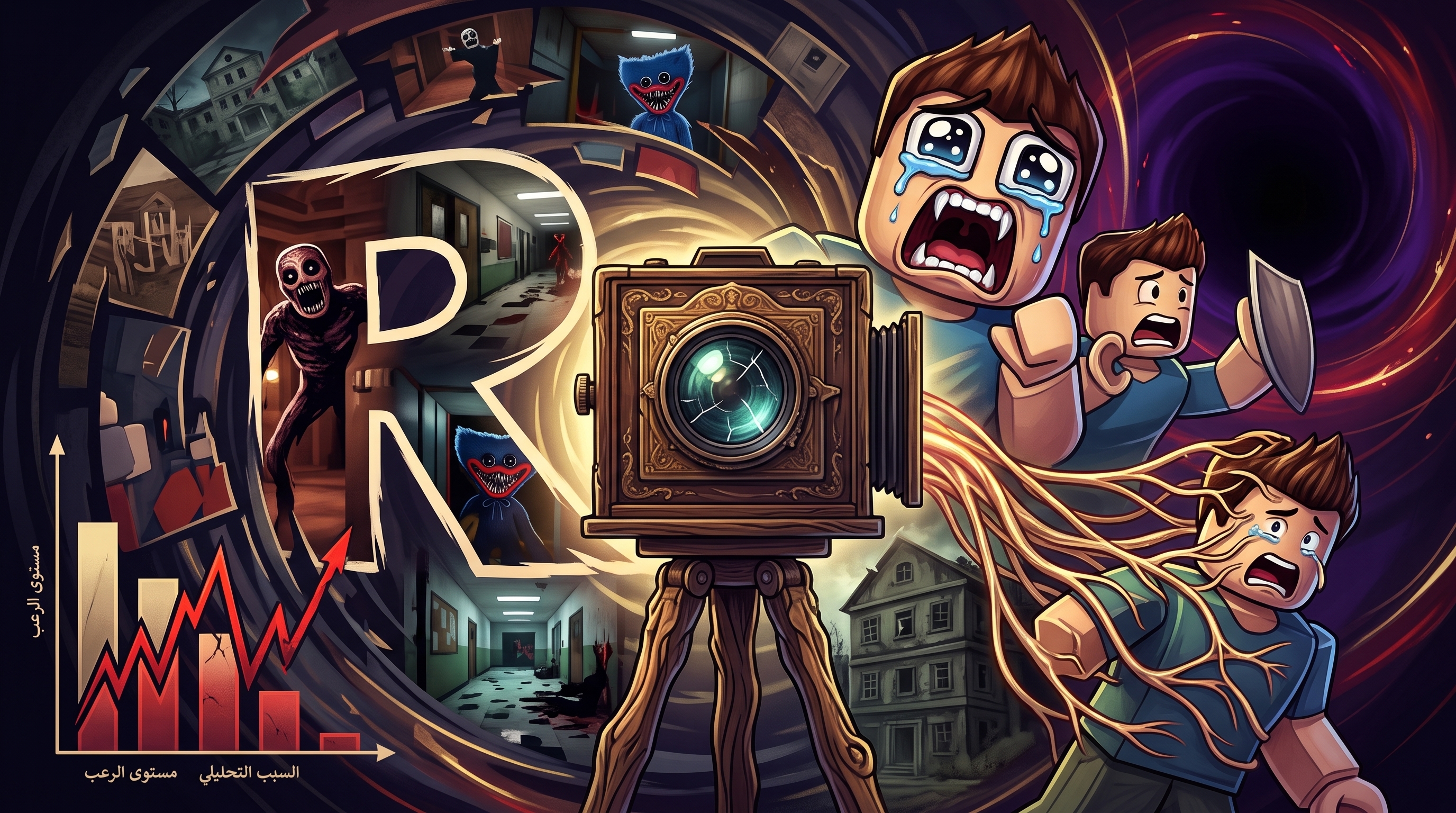 رسم توضيحي لقائمة ألعاب الرعب في روبلوكس