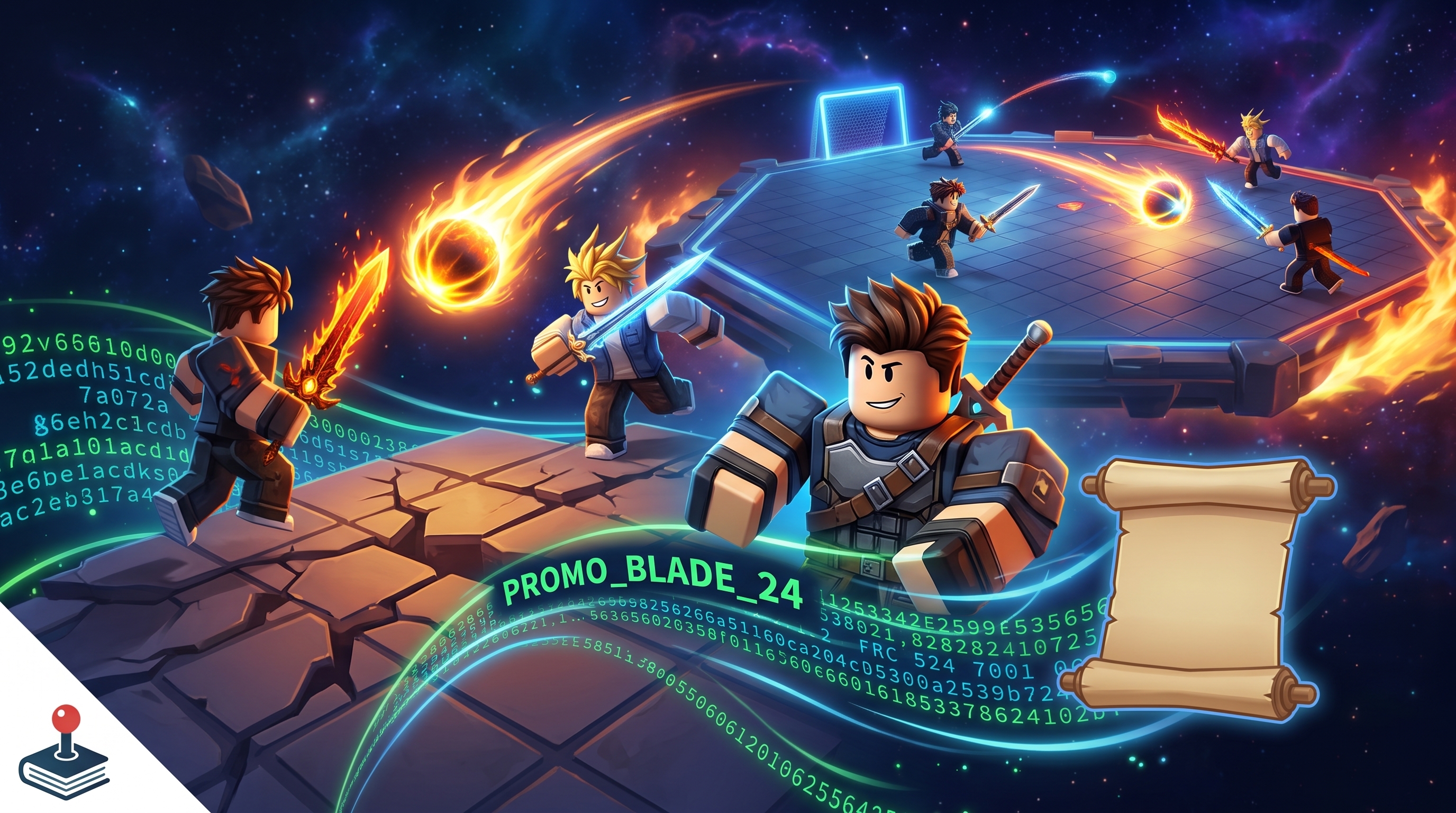 رسم توضيحي لصندوق الأكواد في لعبة Blade Ball