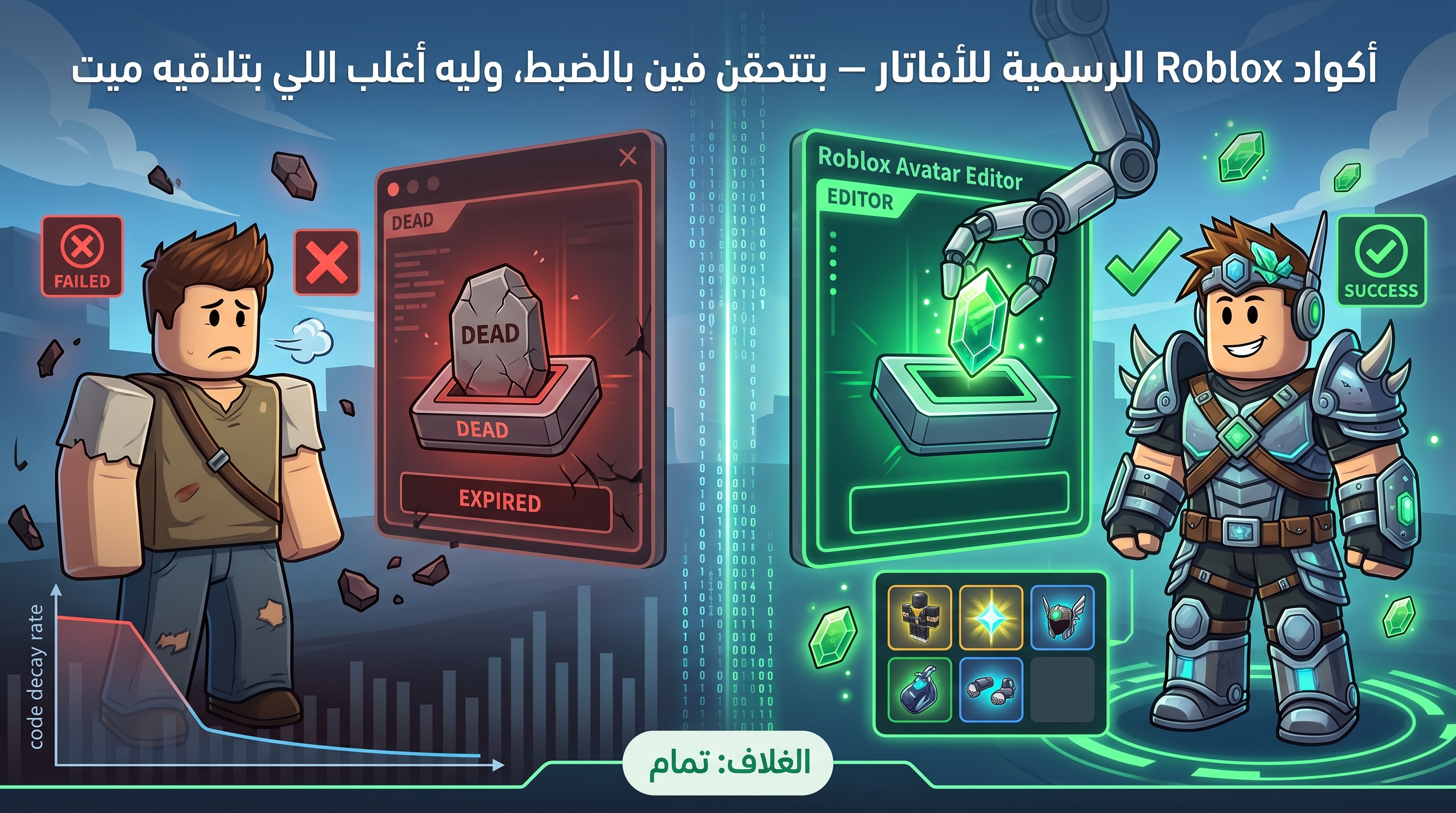 رسم توضيحي لصفحة استبدال أكواد روبلوكس