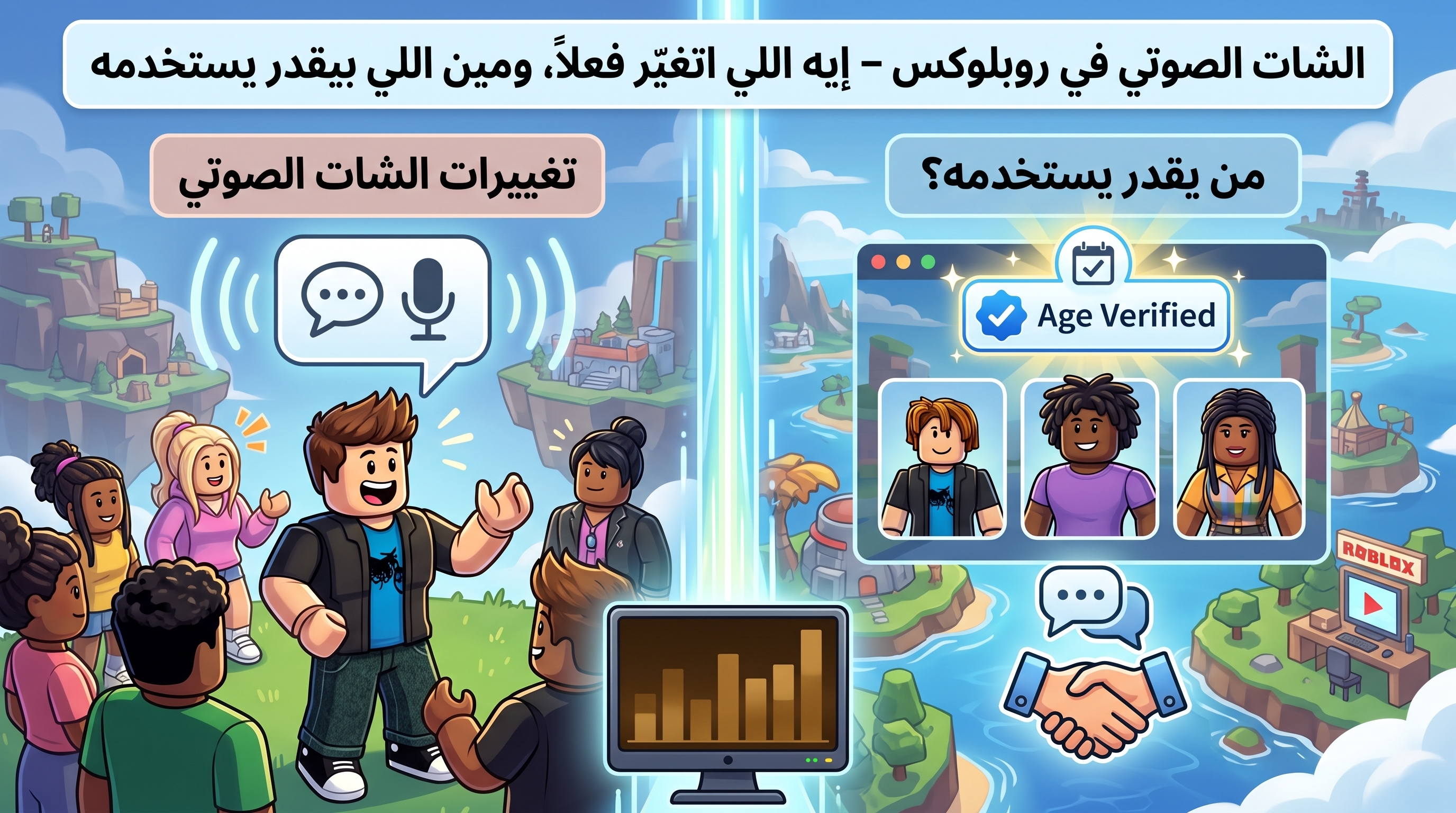 رسم توضيحي لتحديث الشات الصوتي في روبلوكس