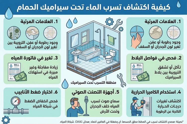 تسرب الماء تحت البلاط